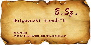 Bulyovszki Szovát névjegykártya